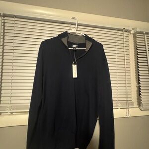 Lands' End Dark Blue and Gray Quarter-Zip Pullover